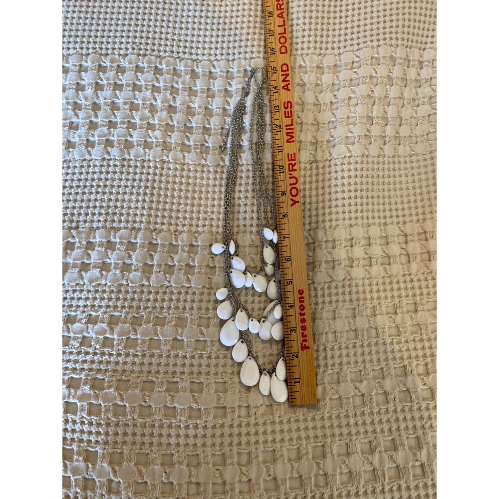 Multi-layer Statement Waterfall Necklace with 3 Tiers of White Teardrop Jewelry - Picture 6 of 6